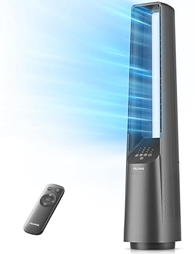 PELONIS 40" Bladeless Tower Fan with Powerful Airflow, Ultra-Quiet DC Motor (22 dB), 6 Speeds, 4 Modes, Remote Control, 7-Hour Timer, 90° Oscillation, Safe Design for Bedroom, Home, Office - Image 1