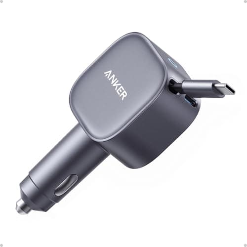 Anker USB-C Car Charger, 75W Max Ultra-Compact Type-C Fast Car Charger with Built-in Retractable Cable Car Adapter for iPhone 15/14 Series, Samsung S24/S23, MacBookPro/Air, iPad, and More - Image 1