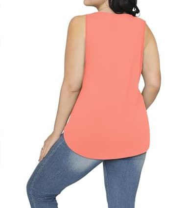 Besshopie Womens Summer Tops Sleeveless Spring Tops for Women 2024 Fashion Round Neck Tanks Coral XL - Image 5