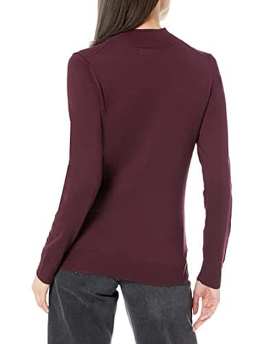 Amazon Essentials Women's Lightweight Mockneck Sweater (Available in Plus Size), Burgundy, Large - Image 3