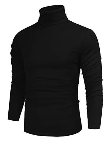 Poriff Mens Casual Basic Designed Knit Long Sleeve Slim Fit Knitwear Pullover Sweater Black S - Image 1