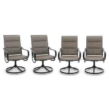 PHI VILLA Swivel Outdoor Chairs Set of 4, All Weather Mesh Fabric Patio Dining Chair with Padded Textilene & E-Coating Metal Frame for Deck Lawn Garden - Image 1