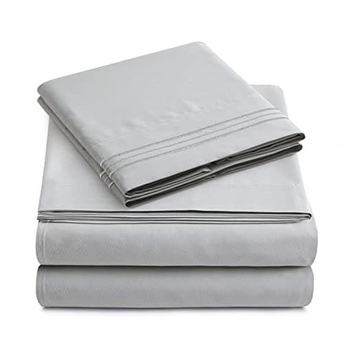 Yamel Home - Queen Size Bed Sheet Set - Luxurious Feeling - 2000 - Breathable & Cooling Sheets- Deep Pockets fit up to 16'' - Wrinkle Free - Supreme Collection - Silver, Queen - Image 1