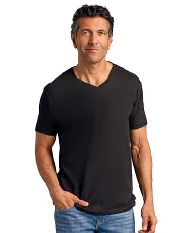 True Classic Mens V Neck T Shirts – Cotton V Neck T Shirts for Men, V-Neck Mens T-Shirts and Undershirts for Men Pack/Singles, Pack of 1, Black, 3XL - Image 1