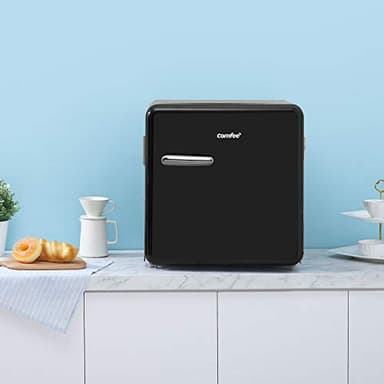 Comfee 1.6 Cubic Feet Solo Series Retro Refrigerator Sleek Appearance HIPS Interior, Energy Saving, Adjustable Legs, Temperature Thermostat Dial, Removable Shelf, Perfect for Home/Dorm/Garage [Black] - Image 6