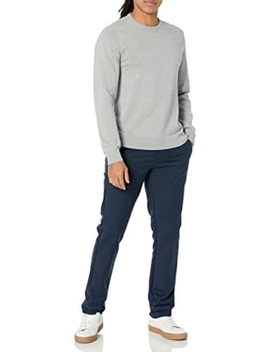 Amazon Essentials Men's Long-Sleeve Crewneck Sweater, 100% Cotton, Big & Tall Options Available, Light Grey Heather, 4X-Large Big Tall - Image 4