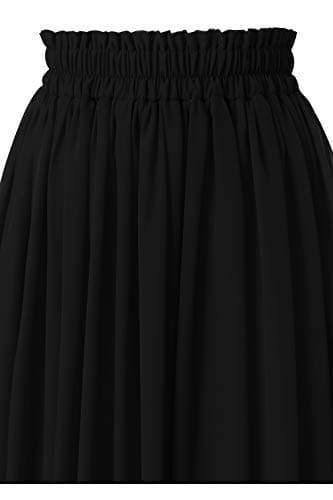 Topdress Women's Chiffon Skirts Elastic High Waist Tea Length A-line Ruffle Beach Skirts Black M - Image 7