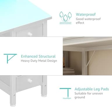 Lufeiya White Desk with Drawers Storage - 47 inch Home Office Computer Gaming Desks with Monitor Stand LED Lights and Power Outlets, White - Image 9