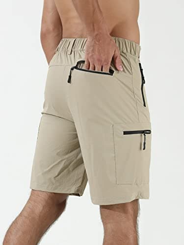 Suwangi Mens Hiking Cargo Shorts Quick-Dry Outdoor Athletic Short Travel Fishing Golf Tactical Short for Men with Multipocket Khaki - Image 3