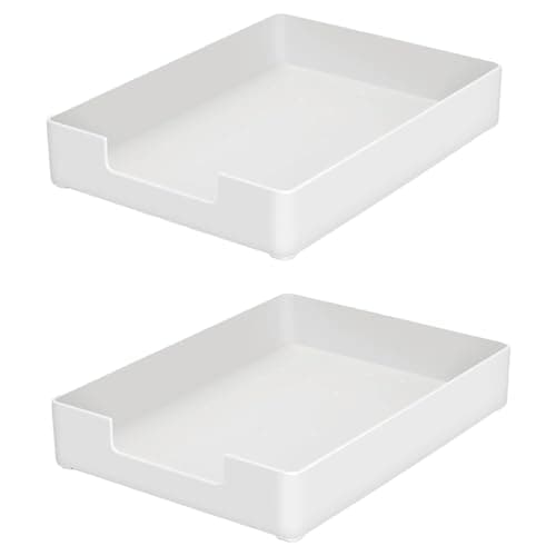 RHONZHAO Desk Letter Tray, 2PCS A4 Size Plastic Stackable File Document Organizer, Office Desktop File Paper Holder, Book Storage Rack,Anti-Skid Stacking Support for Office Supplies (White) - Image 1