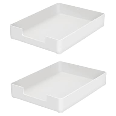 RHONZHAO Desk Letter Tray, 2PCS A4 Size Plastic Stackable File Document Organizer, Office Desktop File Paper Holder, Book Storage Rack,Anti-Skid Stacking Support for Office Supplies (White) - Image 1