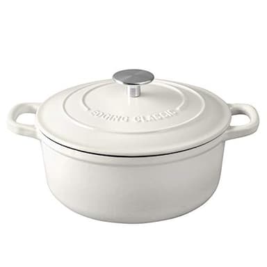 EDGING CASTING Dutch Ovens Enameled Cast Iron Covered 5.5 Quart Dutch Oven with Dual Handle for Bread Baking, White - Image 1