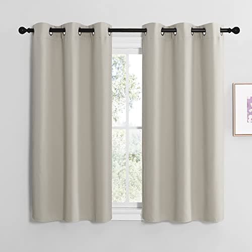 NICETOWN Kitchen Curtains for Decoration, Thermal Insulated Grommet Room Darkening Draperies/Panels for Laundry (Natural, 2 Panels, W42 x L50 inches) - Image 1