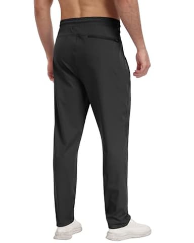 3 Pack Mens Athletic Sweatpants with Zipper Pockets,Workout Gym Joggers Pants for Men Running Jogging Pants-3Black-M - Image 4