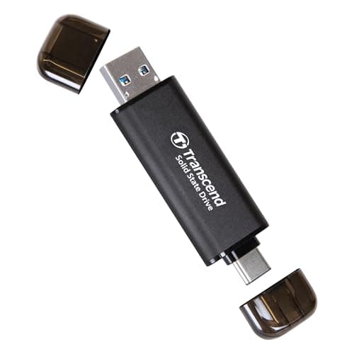 Transcend 256GB External SSD, Up to 1,050MB/s, Dual USB Flash Drive for iPhone&iPad&Mac, Windows&Android, Tablet&PC, Smart TV, USB 3.2 Gen 2 Thumb Drive Photo Stick, 2-in-1 Type C &Type A Memory Stick - Image 1