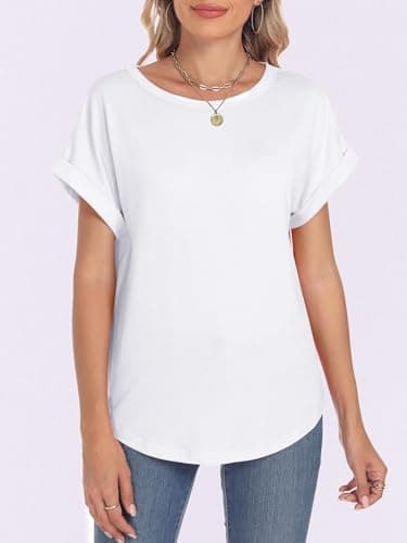 ANRABESS Oversized Tshirts for Women Summer Tops Short Sleeve Casual Loose Basic Tee Shirt Cute Outfits 2025 Trendy Clothes White Large - Image 2