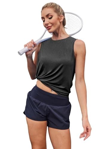 XIEERDUO Tank Tops for Women 2025 Loose Fit Workout Tops High Neck Athletic Running Shirts Black XXL - Image 5