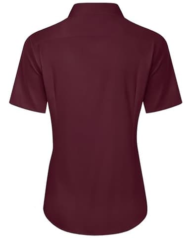 J.VER Short Sleeve Shirts for Women Button Down Shirt Wrinkle Free Business Dressy Casual Tops Regular Fit Fashion Office Summer Blouse Burgundy Large - Image 2