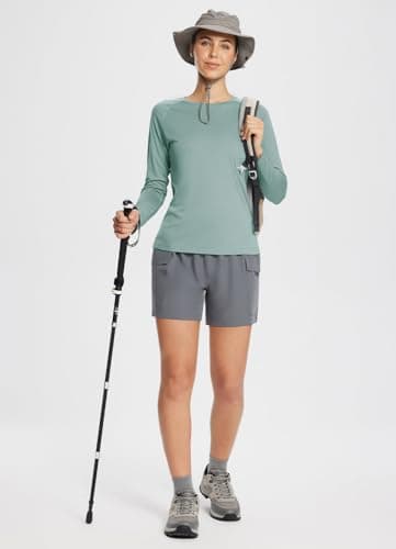 baleaf Women's UPF 50+ Long Sleeve Shirts Sun UV Blocking Pullover Crew Neck Summer Sunscreen Clothing Fishing Beach Outdoor Active Heather Sublime Green S - Image 4