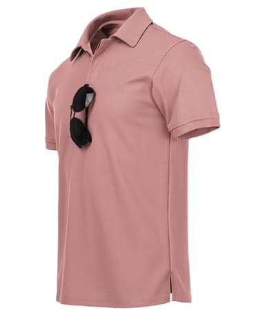 SCODI Mens Polo Shirts Performance Short Sleeve Tactical Shirts Athletic Golf Shirt for Men Daily Casual Collared T-Shirt Ash Red 5XL - Image 3