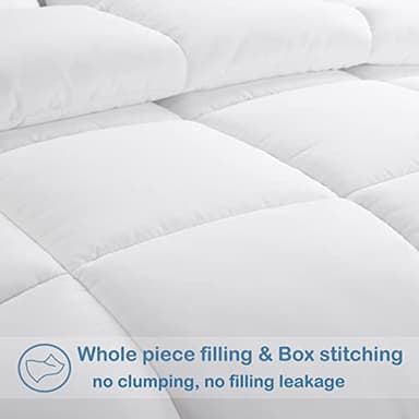 EASELAND King Size Down Alternative Comforter - Quilted Duvet Insert for All Seasons, Soft Lightweight with Corner Tabs, Summer Winter Warm Bedding, White 90x102 Inches - Image 3