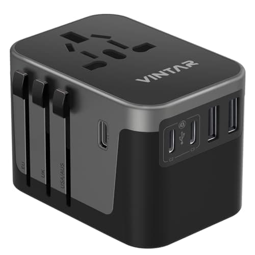 Universal Travel Adapter, VINTAR International Power Adapter with 6A 3 USB C and 2 USB Ports, All in One Travel Essentials Plug Adapter, Worldwide Outlet Converter for Europe UK USA AUS(Type C/G/A/I) - Image 1