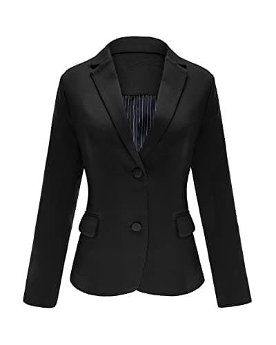 LookbookStore Casual Black Two Buttons Work Blazers for Women Office Jacket Suit Women's Trendy Blazers Suit Jackets 2025 Business Casual Outfits for Women Size Large Blazer Size 12 14 - Image 1