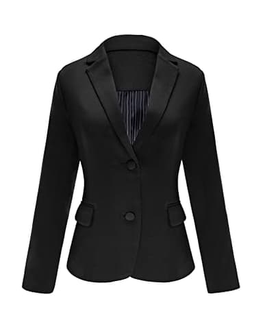 LookbookStore Casual Black Two Buttons Work Blazers for Women Office Jacket Suit Women's Trendy Blazers Suit Jackets 2025 Business Casual Outfits for Women Size Large Blazer Size 12 14 - Image 1