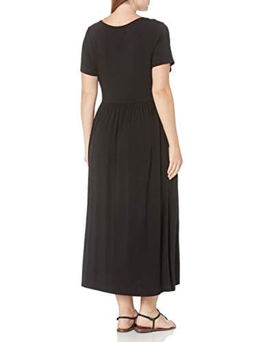 Amazon Essentials Women's Short-Sleeve Waisted Maxi Dress (Available in Plus Size), Black, Small - Image 2