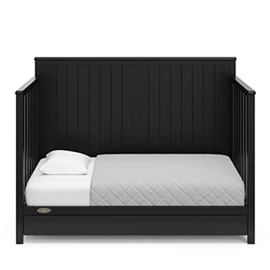 Graco Hadley 5-in-1 Convertible Crib with Drawer (Black) – Combo, Includes Full-Size Nursery Storage, Converts from Baby Crib to Toddler Bed, Daybed - Image 11