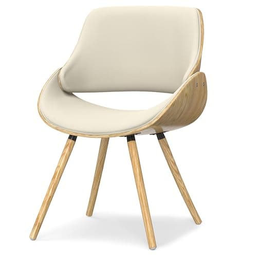 SIMPLIHOME Malden Dining Chair in Light Wood, Natural Linen Look Fabric, 22.8" W x 20.9" D x 30.9" H, Mid-Century Modern Style for Dining Room - Image 1