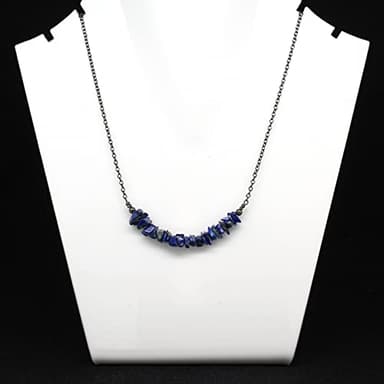 Gempires Blue Lapis Lazuli Crystal Necklace September Birthstone Gemstone Jewelry Hypoallergenic 18 Inch Black Plated Natural Simple Dainty Necklaces For Women - Image 3