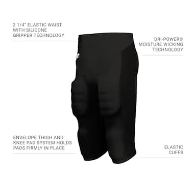 Russell Athletic Youth Beltless Football Pant, Black, 2XL - Image 3