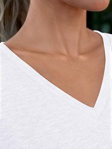 AUTOMET Womens Summer Tops School Outfits Short Sleeve Casual V Neck T Shirts Tees Tunic Fashion Trendy Comfy Clothes 2025 White L - Image 5