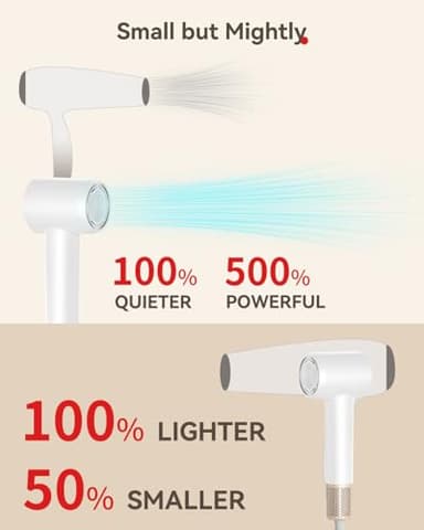 Hair Dryer Ionic, 150,000 RPM Hair Dryers for Women w/Ceramic Technology Nozzle for Fast Drying High Speed Blow Dryer 3-Speed Thermo Control Professional Low Noise Design for Home Travel Salon(White) - Image 4