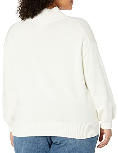 Amazon Essentials Women's Pull-Over Cotton Sweaters, Funnel-Neck, Available in Plus Size, Eggshell White, X-Large - Image 6