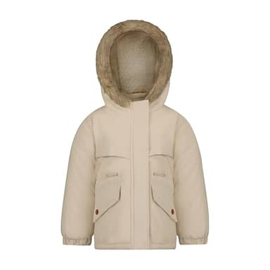 OshKosh B'gosh Girls' Heavyweight Faux Fur Hooded Parka Warm Winter Coat, Khaki - Image 1