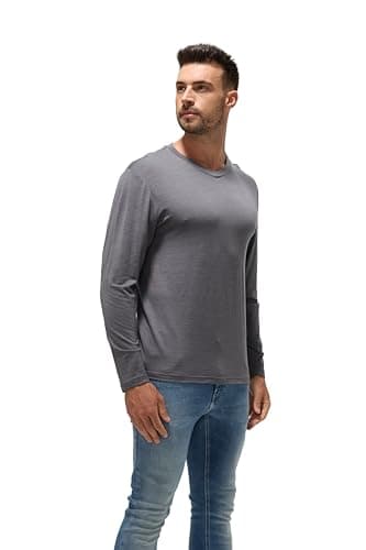 100% Ultrafine Merino Wool Base Layer for Men | V-Neck Long Sleeve Thermal Shirt, Moisture Wicking & Odor Resistant Grey - Image 5