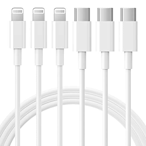 RCTech USB C to Lightning Cable 3Pack 6FT [MFi Certified] iPhone Fast Charger Cable USB-C Power Delivery Charging Cord for iPhone 14/13/12/11/XS/XR/X/8/iPad, White - Image 1
