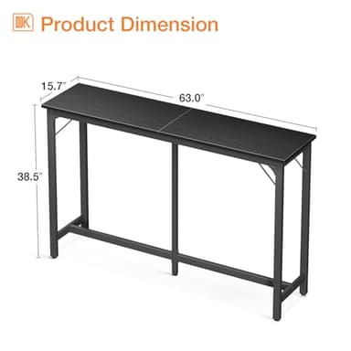ODK 63 inch Bar Table, Bar Height Pub Table, Counter Height Bar Table, Rectangular High Top Kitchen & Dining Counter Tables with Sturdy Legs & Easy-to-Clean Top, Indoor use, Black - Image 3