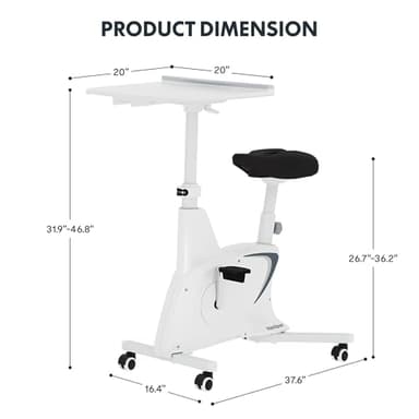 FLEXISPOT Exercise Bike with 2D Desktop, Space Saving Under Desk Bike with Removable Desktop, Upright Indoor Cycling Bikes with 300LBS Weight Capacity Big Seat, Stationary Bikes for Home, White - Image 9