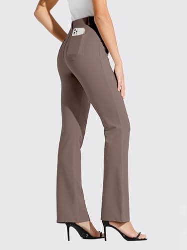 Willit 33" Women's Yoga Dress Pants Bootcut Stretch Work Slacks Office Business Casual Pants Belt Loops 4 Pockets Deep Taupe S - Image 2