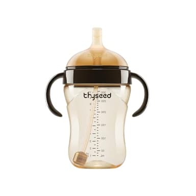 Thyseed PPSU Weighted Straw Cup with Handles Toddlers Transition Bottles to Sippy Cups No Spill Learner Milk Water Baby Bottle Soft Silicone Spout Dishwasher Safe BPA Free 6+ Months 10oz/300mL 1 Pack - Image 1