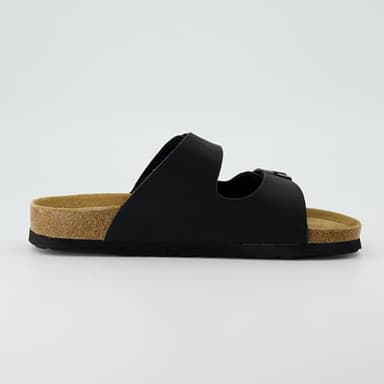 CUSHIONAIRE Lane Cork Footbed Sandals for Women – Comfortable Double Buckle Slip-On with Genuine Suede Footbed & Arch Support Slides for Women Footwear, BLACK 9 - Image 9