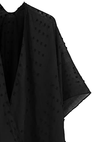 Moss Rose Women's Beach Cover up Swimsuit Kimono Cardigan with Bohemian Floral Print Black - Image 4