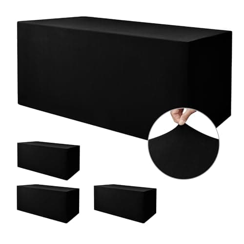 Nasitos Spandex Fitted Table Covers for 6 Foot Tables - 72 x 30 Inch - 4 Pack Black Stretch Rectangle Table Clothes, Wrinkle Resistant Tablecloths for Folding Table, Parties, Trade Show, Birthday - Image 1