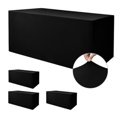 Nasitos Spandex Fitted Table Covers for 6 Foot Tables - 72 x 30 Inch - 4 Pack Black Stretch Rectangle Table Clothes, Wrinkle Resistant Tablecloths for Folding Table, Parties, Trade Show, Birthday - Image 1