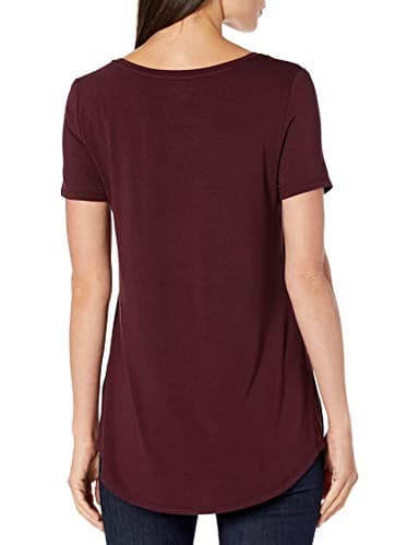 Amazon Essentials Women's Short-Sleeve Scoopneck Tunic, Pack of 2, Bright Pink/Burgundy, Medium - Image 3