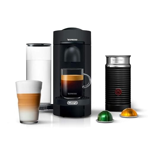 Nespresso Vertuo Plus Deluxe Coffee and Espresso Maker by De'Longhi, Matte Black with Aeroccino Milk Frother - Image 1
