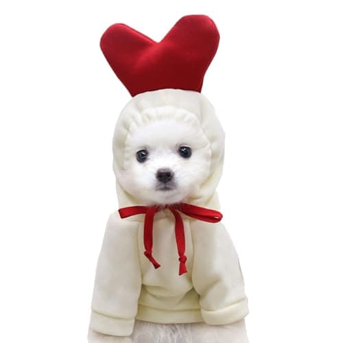 Dog Christmas Halloween Costumes,Dog Hoodies for Small Dogs Cats, Cat Puppy Outfits,Yorkie Chihuahua Pomeranian Clothes (Small, White-Heart) - Image 1